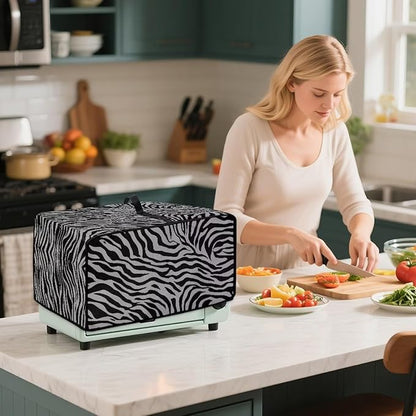 Grey Zebra Print Microwave Oven Dust Cover Dust-Proof Waterproof Microwave - Image 4