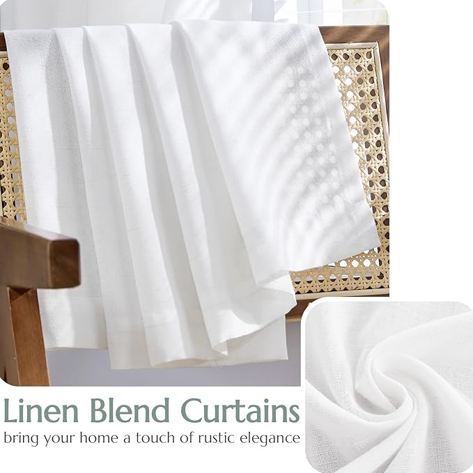 jinchan White Lined Linen Blend Curtain - Image 6