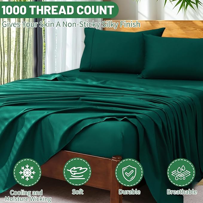Extra Deep Pocket Queen Sheets 18-24 Inch 100% Egyptian Cotton 1000 Thread - Image 3