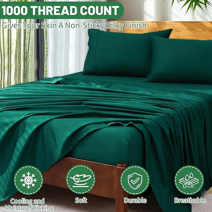 Extra Deep Pocket Queen Sheets 18-24 Inch 100% Egyptian Cotton 1000 Thread - Image 3