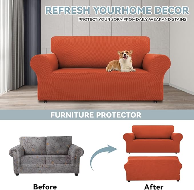 LURKA Stretch Loveseat Sofa Slipcovers 1 Piece Couch Covers - Image 3