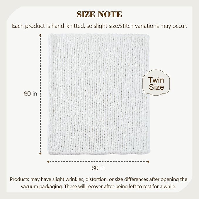 Carriediosa Chunky Knit Throw Blanket 60" X 80" Twin, 100% Hand Made Large - Image 3
