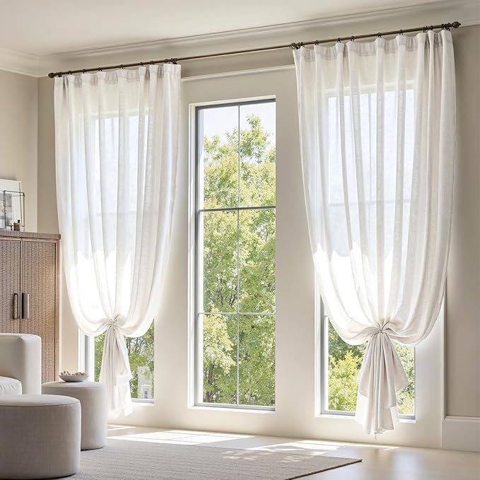 jinchan Linen Blend Curtain 84 inch Length 1 Panel - Image 4