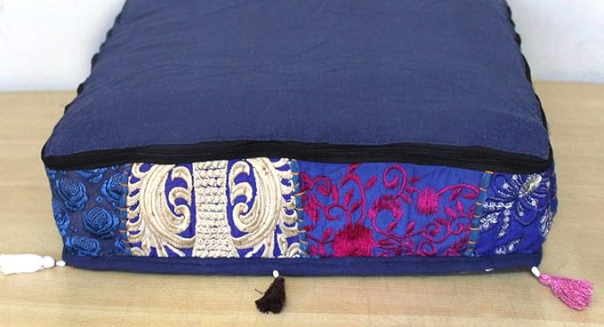 CRAFT KALA Indian Square Patchwork Traditional Pouf Cover Indian Living Room - Image 9