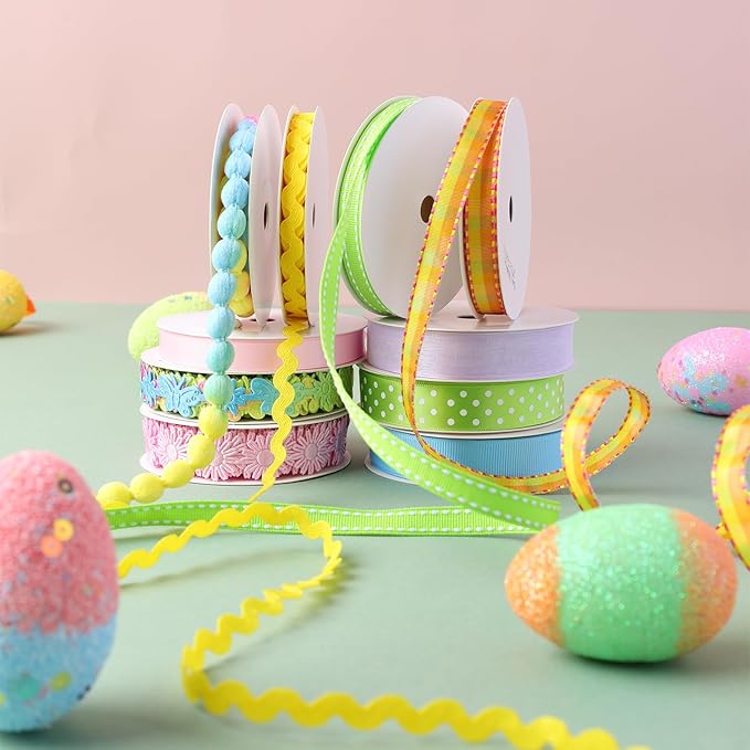 LaRibbons Pastel Ribbons for Crafts 10 Rolls Assorted Ribbon for Gift Wrapping - Image 7