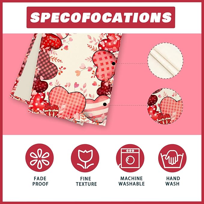 XCHI Love Hearts Valentine's Day Table Runner Table Decoration - Image 5