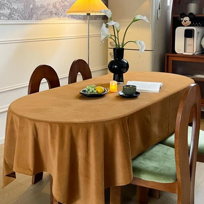 Rectangle Velvet Tablecloth, Waterproof Spillproof Washable Table Cloth, Decorative Farmhouse Table Cover for Dining Kitchen Fall Thanksgiving Halloween Party - 108''x60'', Caramel