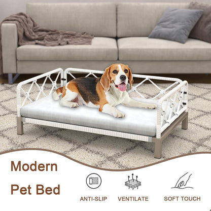 dog sofa bed, elevated dog couch with washable, side view
