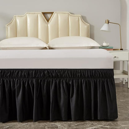MEILA Wrap Around Bed Skirt Three Fabric Sides Elastic Dust Ruffled 14 Inch - Image 6