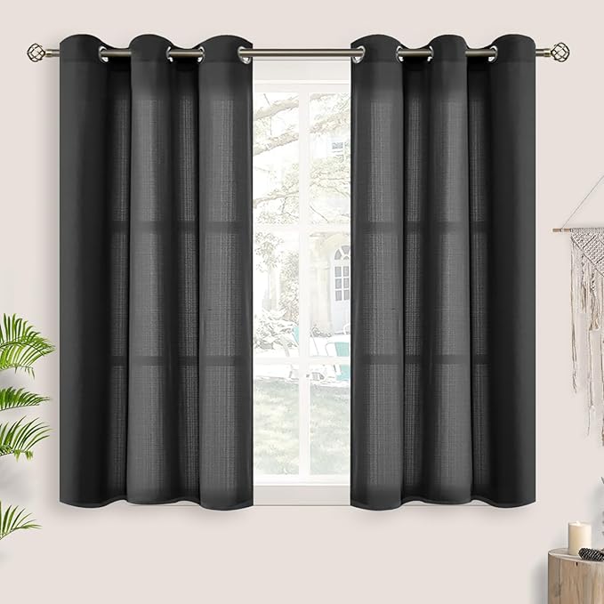 BGment Halloween Black Linen Sheer Curtains by BGment