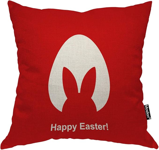 Moslion Easter Pillow Case Happy Easter Bunny Rabbit by Moslion