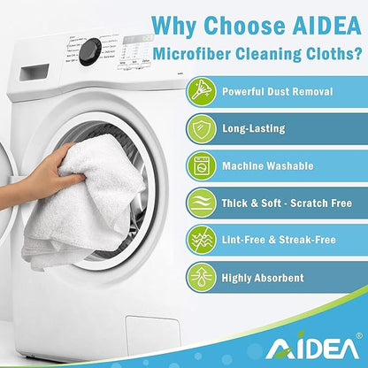 AIDEA Microfiber Cleaning Cloth White 50PK, Cleaning Rags, Lint Free Microfiber - Image 3