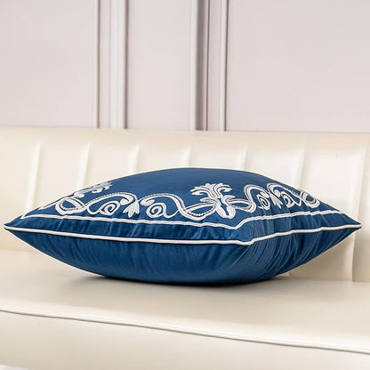 Aeckself European Floral Pillow Cover 18x18 Inch, Luxury Velvet Embroidered - Image 4