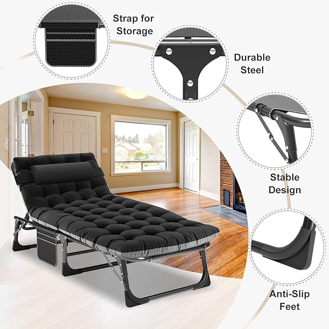 ABORON Camping Cot for Adult 28" Extra Wide, Heavy-Duty 1200D Oxford Cot for - Image 7