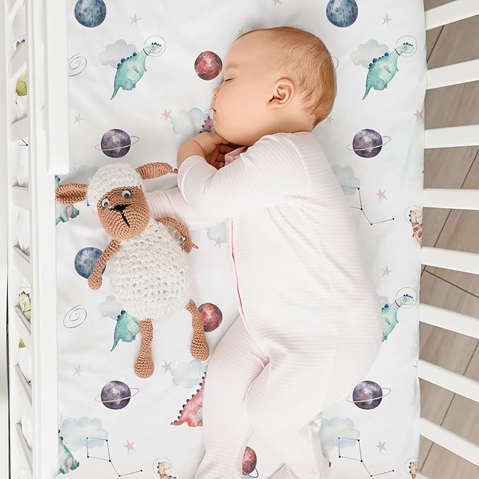 Nap Mat Sheet 47"x24", 3 Pack Dinosaur Baby Crib Sheets Fitted Elastic Corners - Image 5