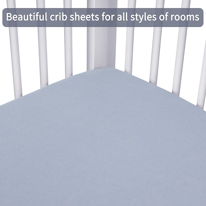 Crib Sheets for Boys Girls, 100% Cotton Fitted Crib Sheet 2 Pack for Standard - Image 6