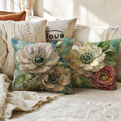 ULOVE LOVE YOURSELF Decorative Throw Pillow Case Oil Painting Floral Cushion - Image 5