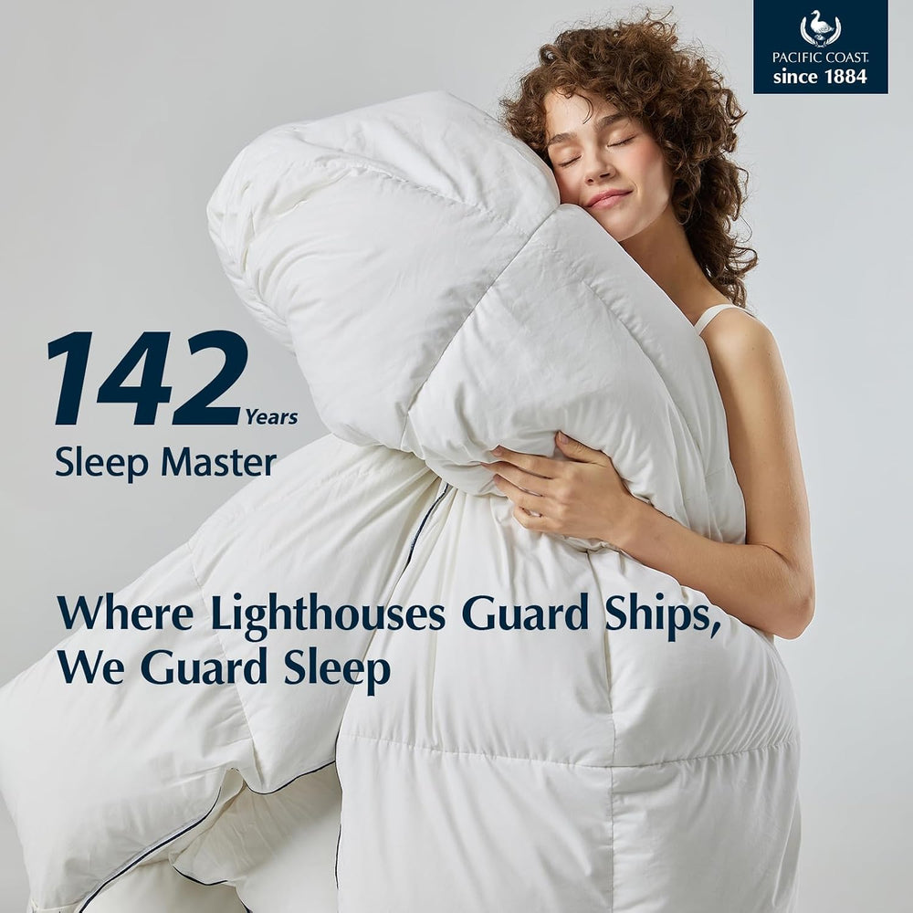Pacific Coast Goose Feather Down Fiber Comforters King Size, Extra Fluffy Whi...