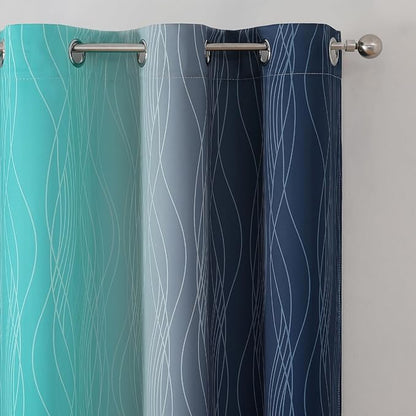 Estelar Textiler Navy Blue and Teal Blackout Curtains - Image 4