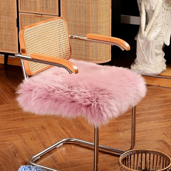LLB Sheepskin Chair Covers Office Chair Cushion Dining Room Chair Pads Desk - Image 4