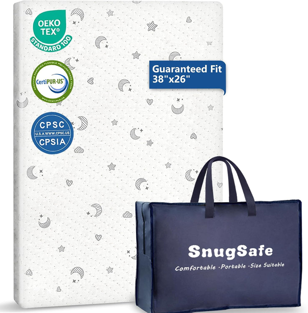 Breathable Pack and Play Mattress Pad (38"x26"x1.8"), Waterpro...