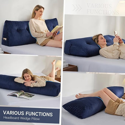 Z-hom Queen Headboard Pillow, Triangular Wedge Reading Pillow - Image 4
