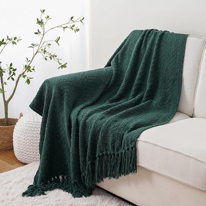 BATTILO HOME Forest Green Throw Blanket Couch, Knit Christmas Throw Blanket - Image 3