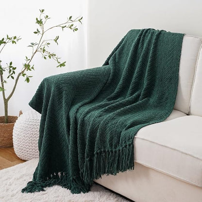 BATTILO HOME Forest Green Throw Blanket Couch, Knit Christmas Throw Blanket - Image 3