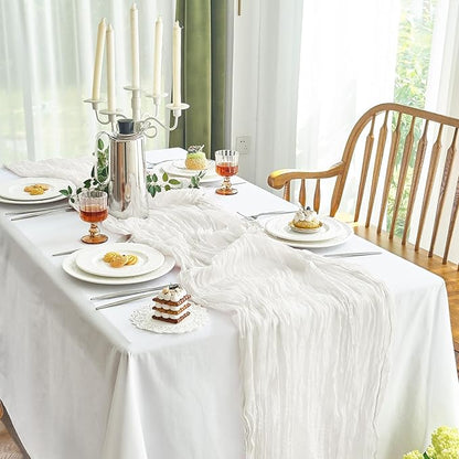 IVAPUPU 10 Pcs Cheesecloth Table Runner - 10ft Ivory White Boho Gauze Cheese - Image 3