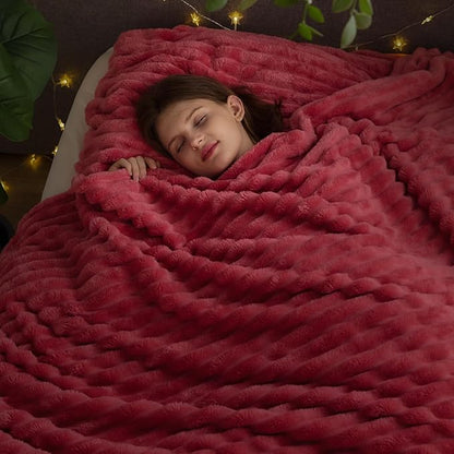 NEWCOSPLAY Super Soft King Blanket Coral Pink Premium Silky Flannel Fleece 3D - Image 2