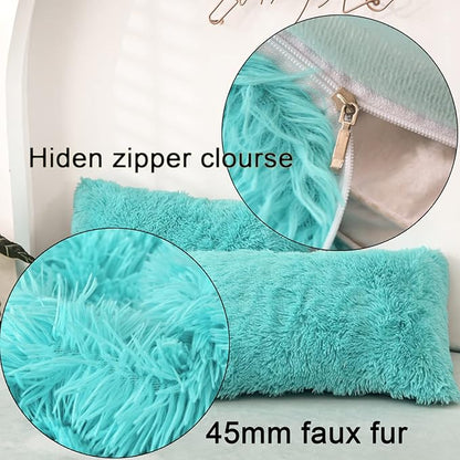 MorroMorn Decorative Pillows Covers, 2 Packs Faux Fur Pillow Cases, Luxury - Image 4