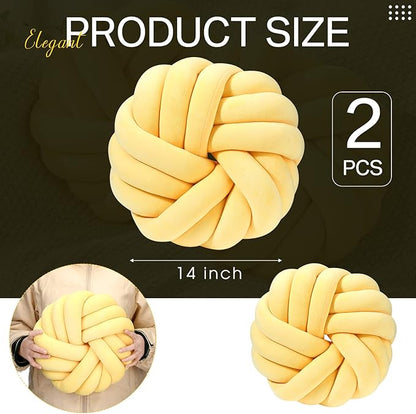 Fumete 2 Pcs 14 Inches Knot Pillow Round Throw Soft Plush Knot Ball Pillow - Image 3