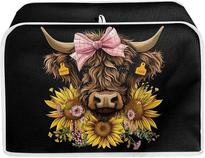 ZFRXIGN Sunflower Cow Toaster Cover 4 Slice Small Appliance Covers Kitchen by ZFRXIGN