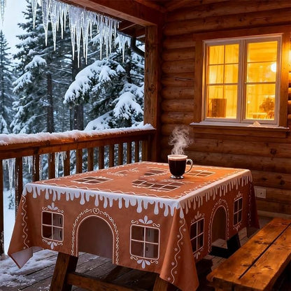 Gingerbread House Christmas Tablecloth, Reusable Waterproof Stain-Resistant - Image 8
