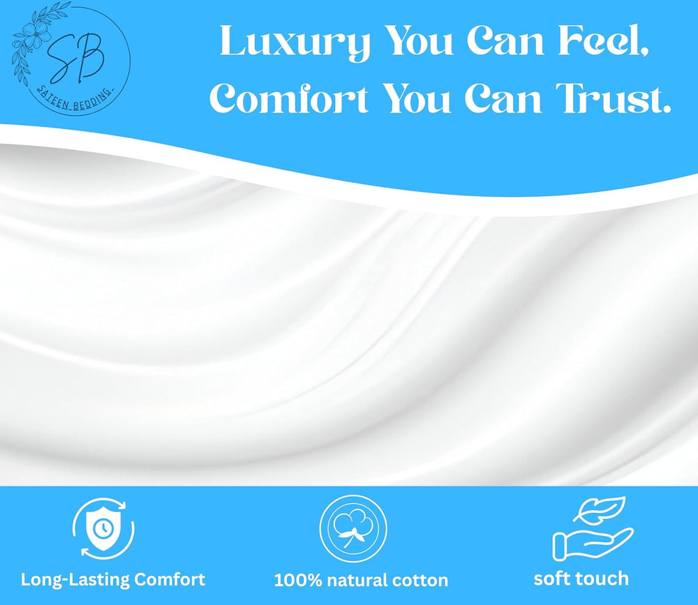 3 Piece Hospital Bed Sheet Set, 100% Egyptian Cotton 400 Thread Count, Soft a...