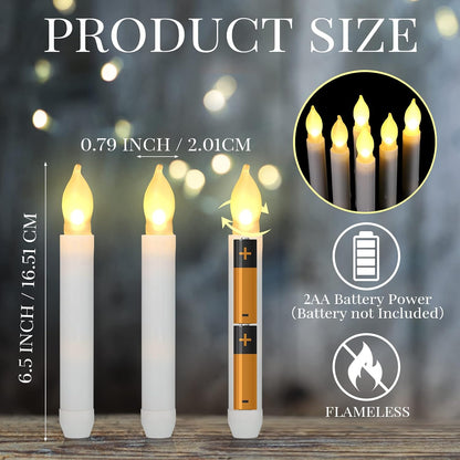 Macarrie 60 Pcs Halloween Flameless LED Taper Candles, White,Warm White