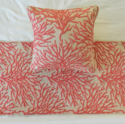 The HomeCentric King/Queen/Twin Coral, Peach & Pink Designer King 90"x18" Bed - Image 2