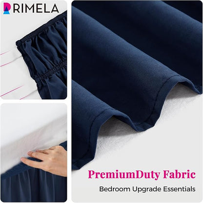 RIMELA Navy Blue Bed Skirt Queen Size 18 Inch Drop, Elastic Bed Skirting - Image 8