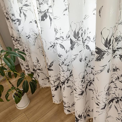 ENJOYBRIDAL Floral Curtains 84 Inches Semi Sheer Living Room Drapes Boho - Image 5