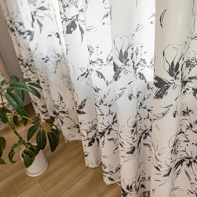 ENJOYBRIDAL Floral Curtains 96 Inches Semi Sheer Living Room Drapes Boho - Image 5
