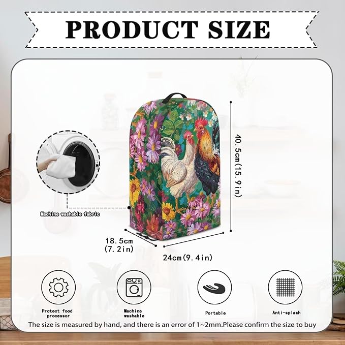 Rooster Flower Blender Dust Cover Stand Mixer or Coffee Maker Appliance Covers - Image 6