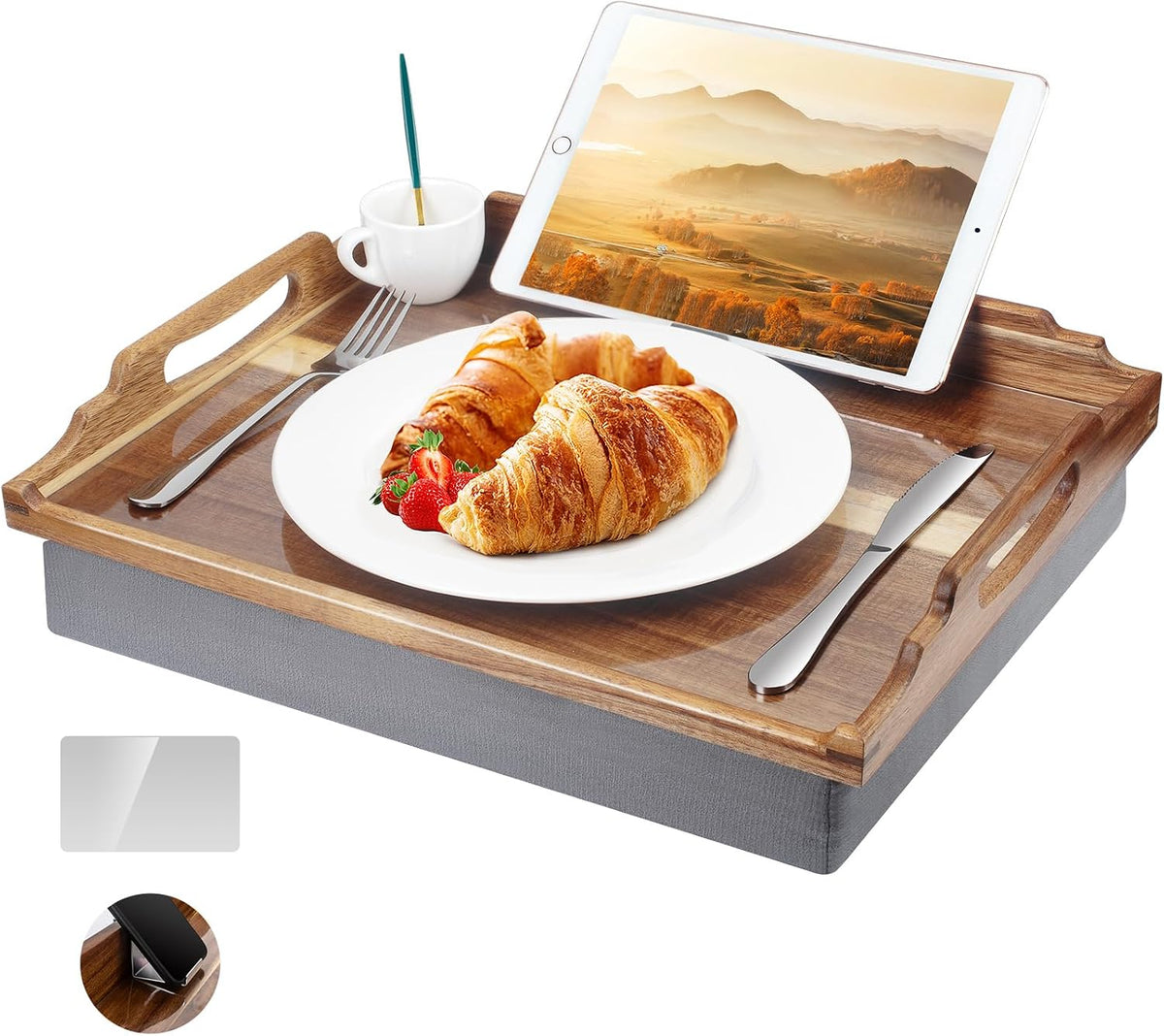 drelifam lap desk with cushion,wooden bed tray table, main product view