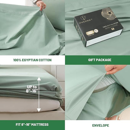 100% Egyptian Cotton Sheets Cal King Sheet Set 1000 Thread Count Sateen Weave - Image 4