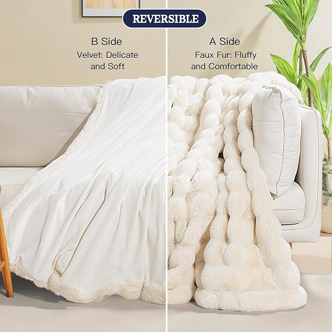 NEXHOME PRO Faux Fur Twin Blanket, Ultra Soft Cozy Warm Fuzzy Fluffy Plush - Image 5