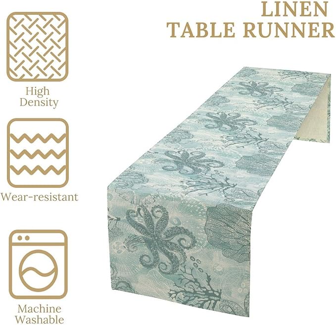 Coastal Sea Shell Starfish Table Runner Summer Ocean Beach Table Runner - Image 5