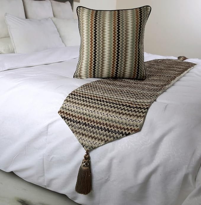 The HomeCentric Decorative Designer Handmade Bed Runner - Image 4