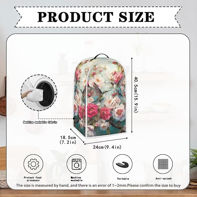 Talayituse Vintage Hummingbird Flower Print Blender Dust Cover, Fingerprint - Image 6