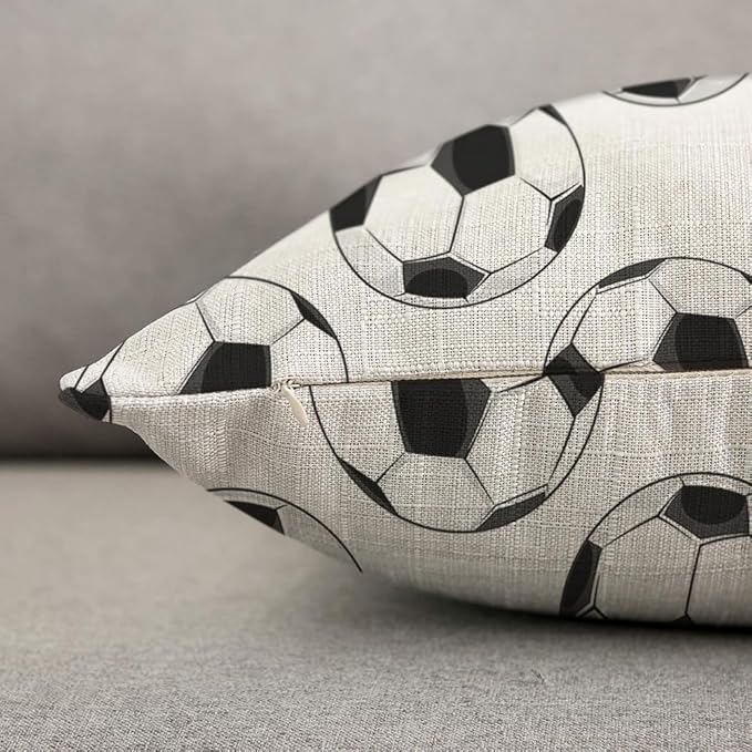TKS MITLAN Sport Football Pattern Pillow Cover 18x18 inch Black White Soccer - Image 6