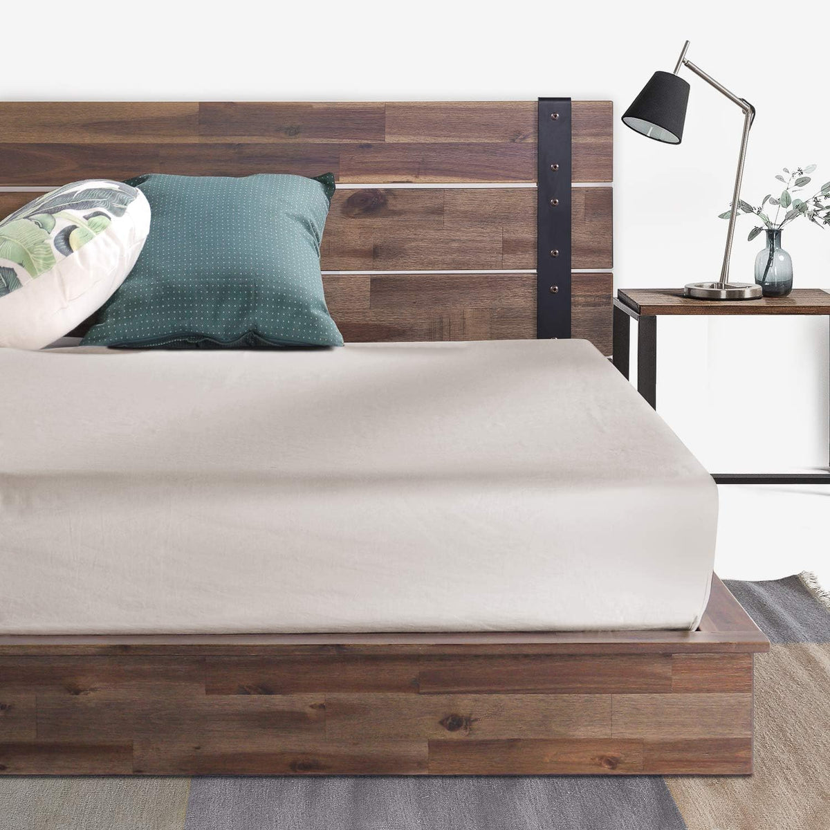 zinus brock metal and wood platform bed frame/solid, main product view