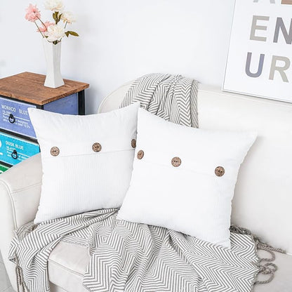 HWY 50 White Chenille Throw Pillow Covers 20x20 Inch - Image 2